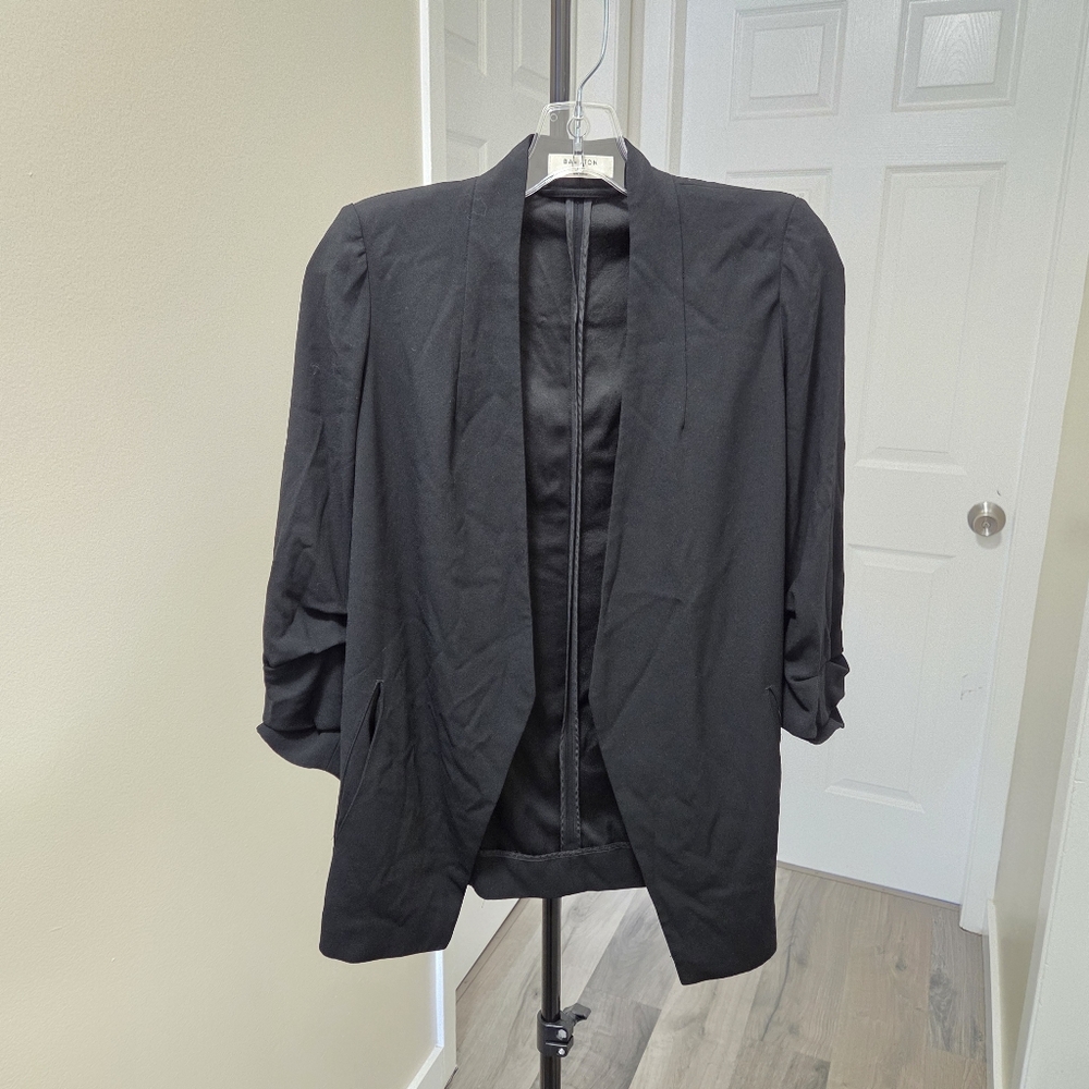 Aritzia Babaton Black Power Blazer | Open Front Tailored Career Office Jacket - Picture 2 of 9